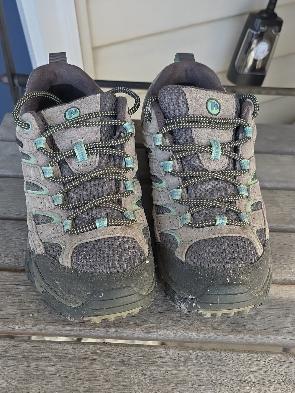 Merrell Women's Grey Trail Shoes with Mint Accents - Size 7